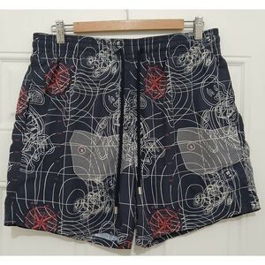 Vilbrequin mens xl navy blue board beach trunks surf shorts brief lined pockets